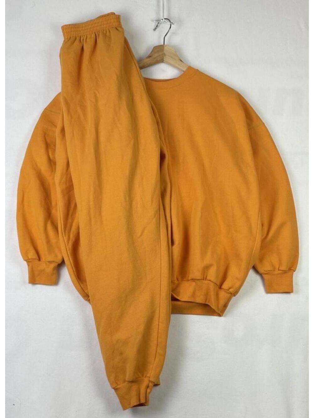 Vintage Athletech Orange Sweatuit Set Sweatshirt Sweatpants Canada Made Sz M
